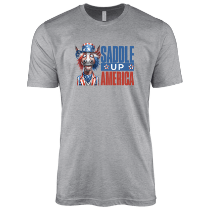 T-Shirt Patriotic Donkey Saddle Up America Shirt