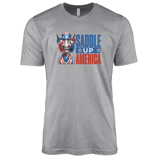 T-Shirt Patriotic Donkey Saddle Up America Shirt