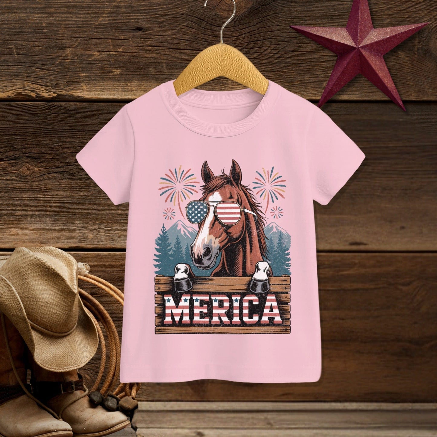 Toddler T-shirt Pink / 2T Merica Horse T-shirt (Toddler)