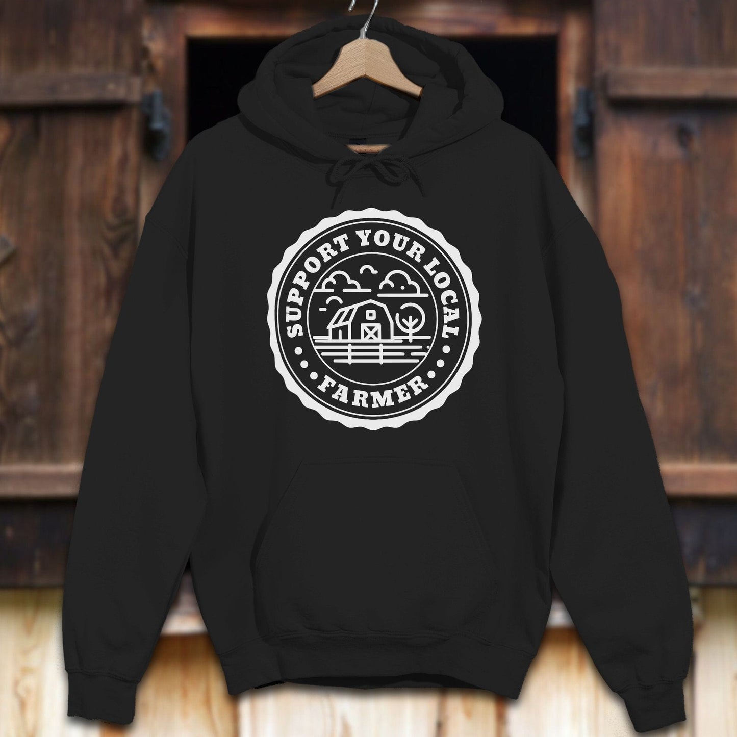 Unisex Hoodie Adult Hoodie / Black / S Support Your Local Farmer Hoodie