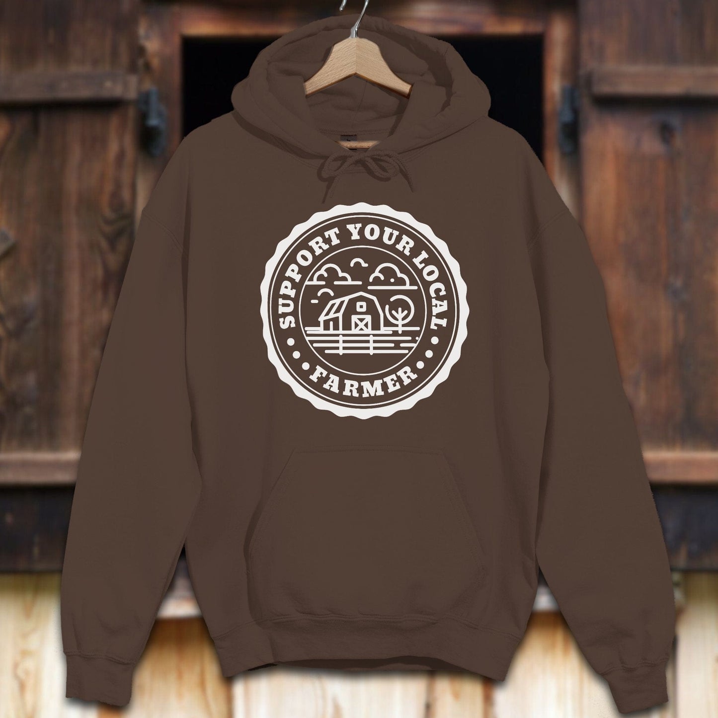 Unisex Hoodie Adult Hoodie / Chocolate / S Support Your Local Farmer Hoodie