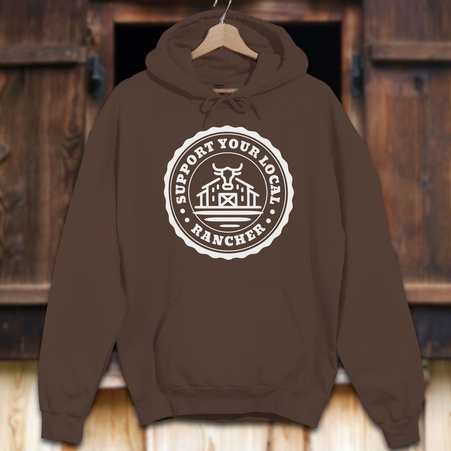 Unisex Hoodie Adult Hoodie / Chocolate / S Support Your Local Rancher Hoodie