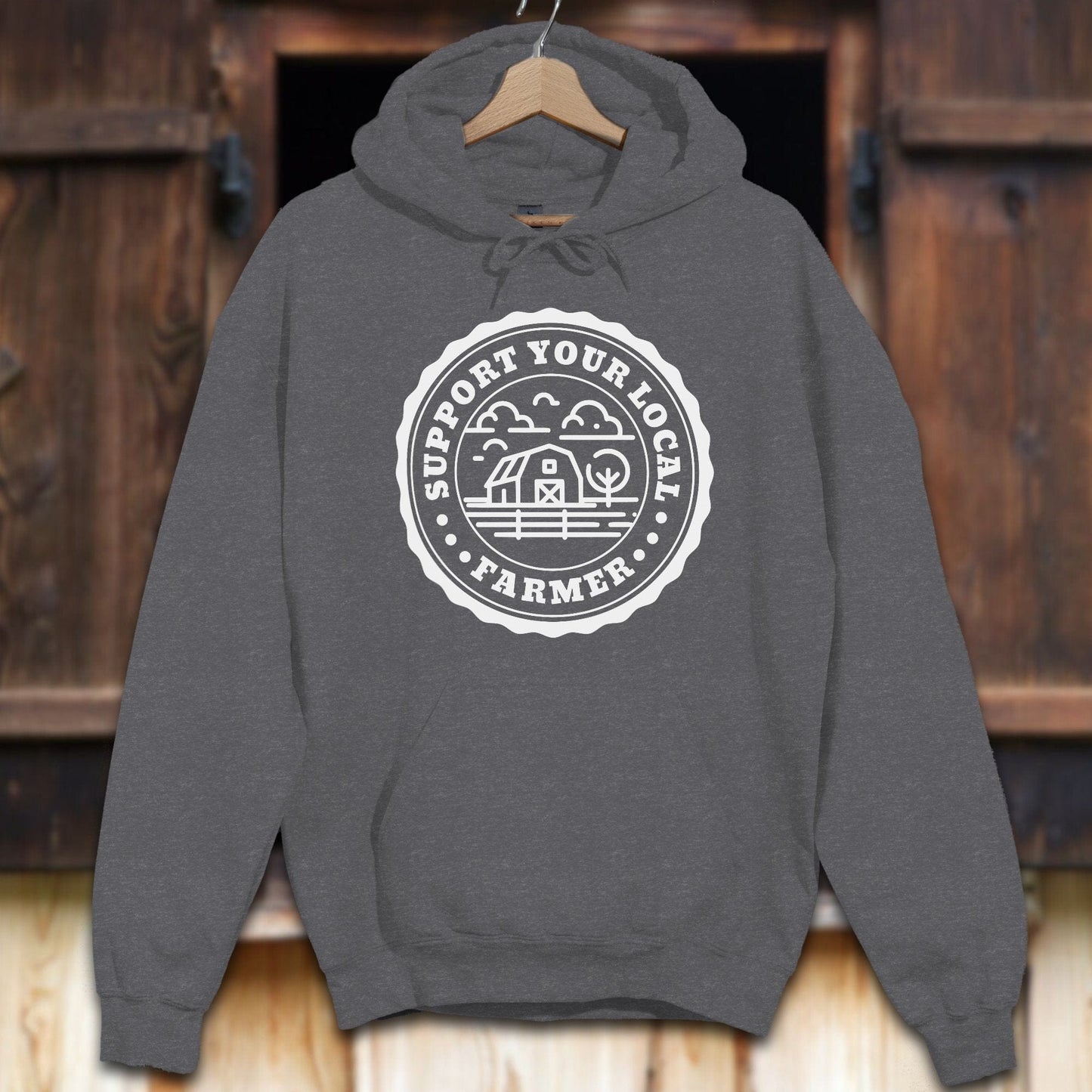 Unisex Hoodie Adult Hoodie / Dark Heather / S Support Your Local Farmer Hoodie