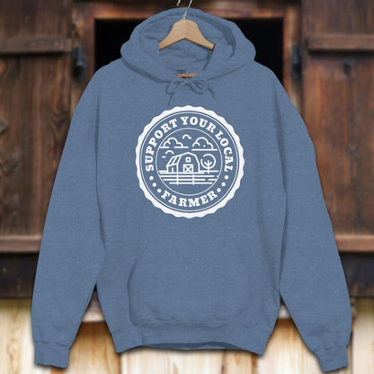 Unisex Hoodie Adult Hoodie / Heather Navy / S Support Your Local Farmer Hoodie