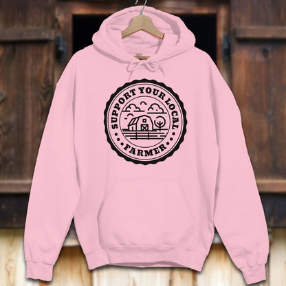 Unisex Hoodie Adult Hoodie / Light Pink / S Support Your Local Farmer Hoodie