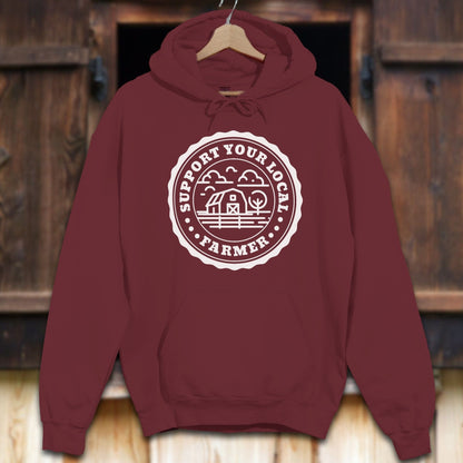 Unisex Hoodie Adult Hoodie / Maroon / S Support Your Local Farmer Hoodie