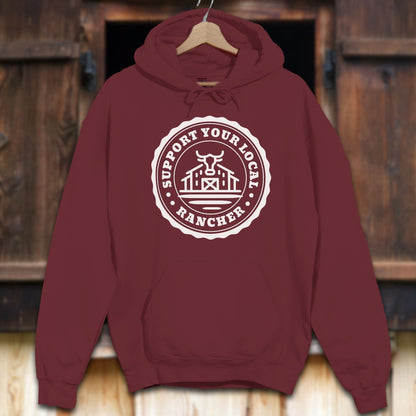 Unisex Hoodie Adult Hoodie / Maroon / S Support Your Local Rancher Hoodie