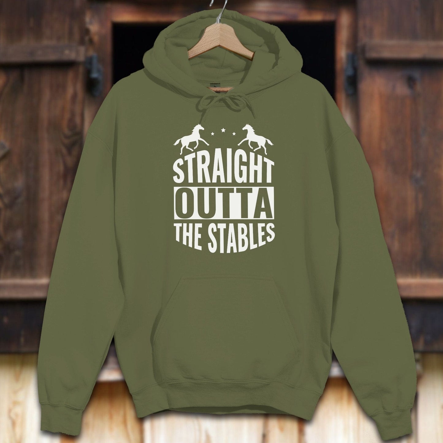 Unisex Hoodie Adult Hoodie / Military Green / S Straight Outta The Stables Hoodie