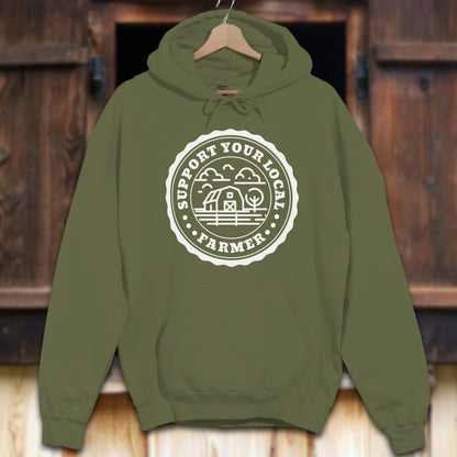 Unisex Hoodie Adult Hoodie / Military Green / S Support Your Local Farmer Hoodie