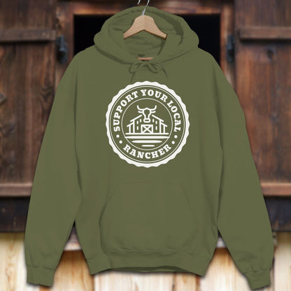 Unisex Hoodie Adult Hoodie / Military Green / S Support Your Local Rancher Hoodie