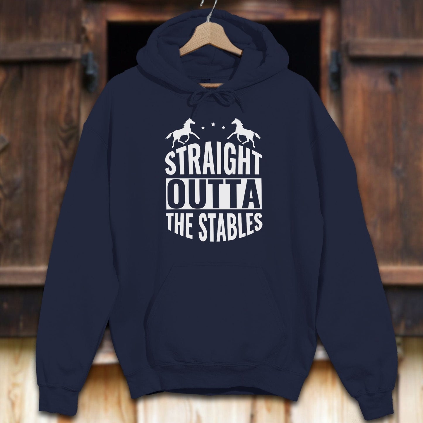 Unisex Hoodie Adult Hoodie / Navy / S Straight Outta The Stables Hoodie