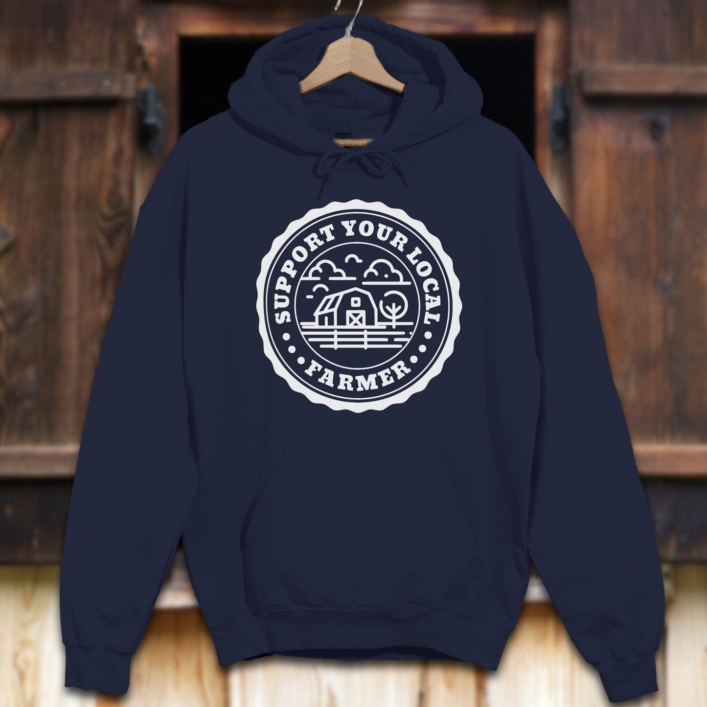 Unisex Hoodie Adult Hoodie / Navy / S Support Your Local Farmer Hoodie