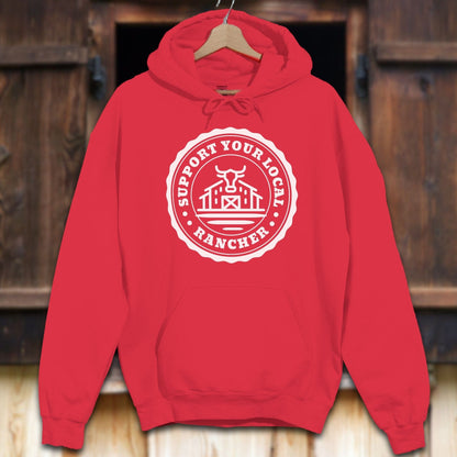 Unisex Hoodie Adult Hoodie / Red / S Support Your Local Rancher Hoodie