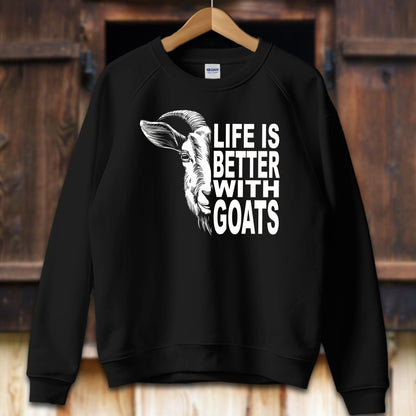 Unisex Shirt Adult Sweatshirt / S / Black Life Is Better With Goats Shirt