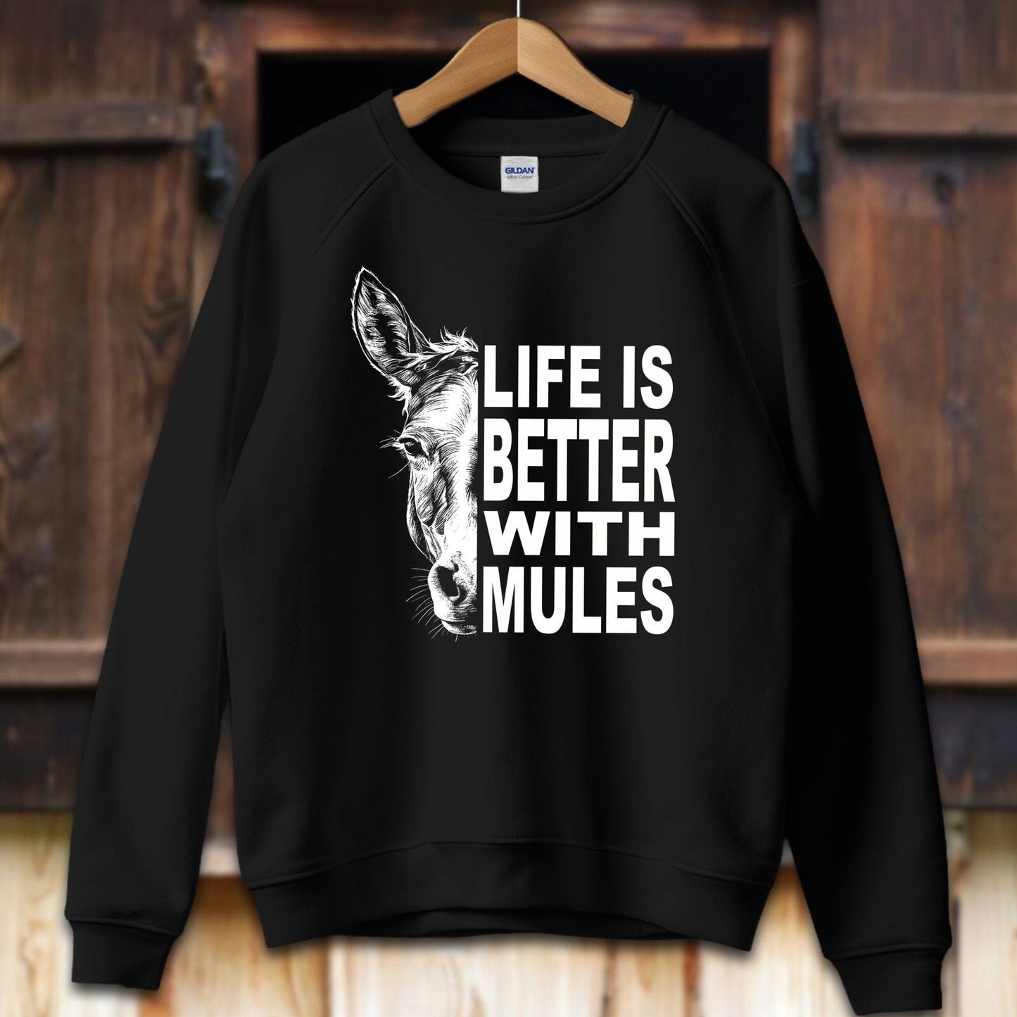 Unisex Shirt Adult Sweatshirt / S / Black Life Is Better With Mules Shirt