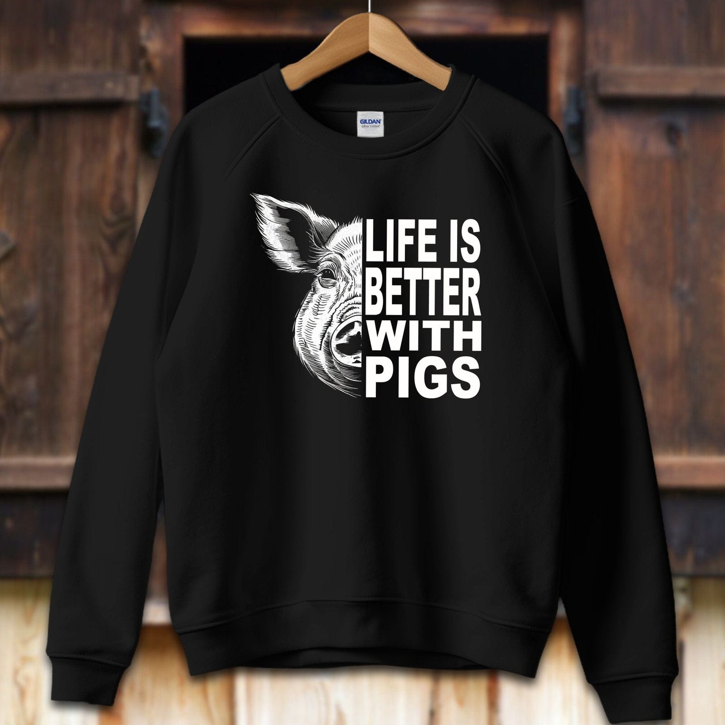 Unisex Shirt Adult Sweatshirt / S / Black Life is Better with Pigs Shirt