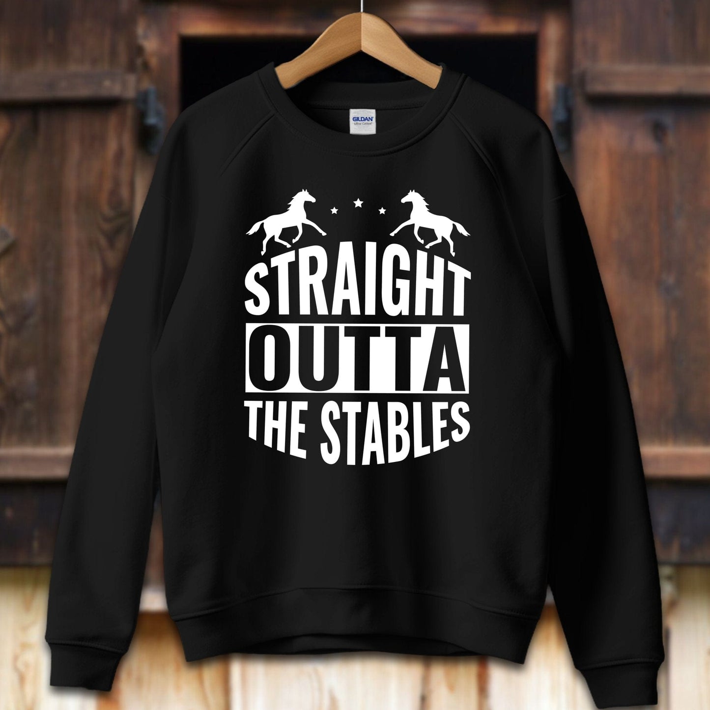 Unisex Shirt Adult Sweatshirt / S / Black Straight Outta The Stables Shirt