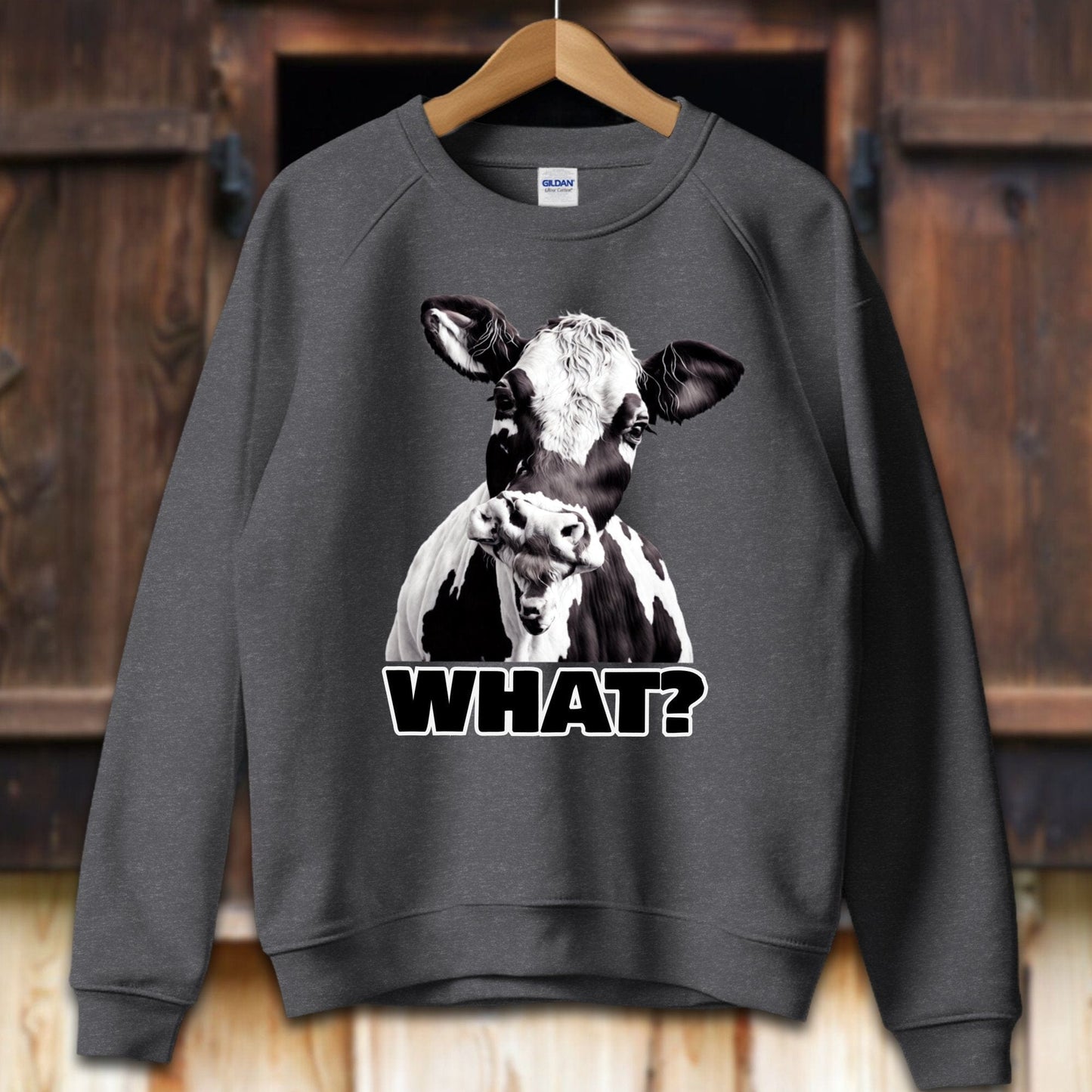 Unisex Shirt Adult Sweatshirt / S / Dark Heather Cow Shirt