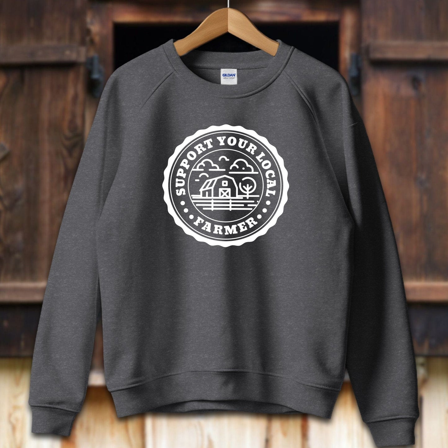 Unisex Shirt Adult Sweatshirt / S / Dark Heather Support Your Local Farmer Shirt