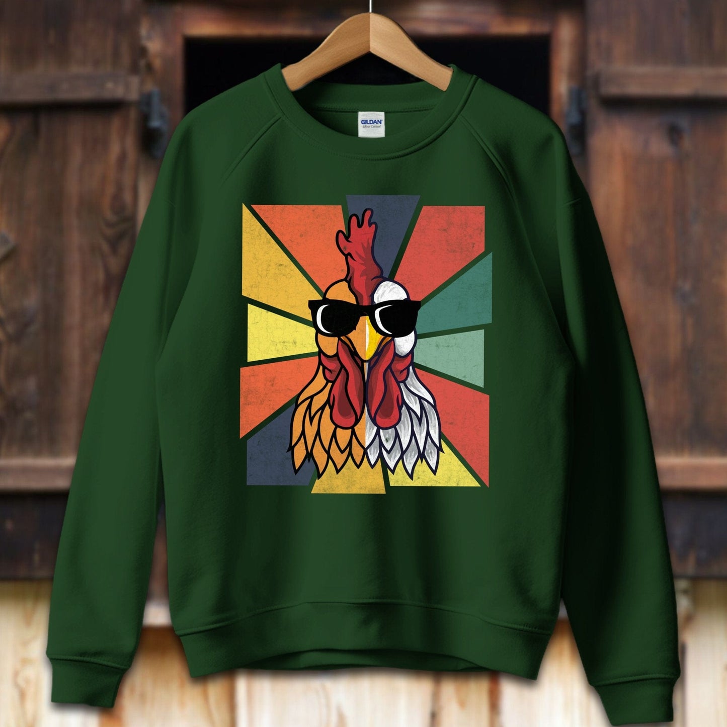 Unisex Shirt Adult Sweatshirt / S / Forest Green Cool Rooster Shirt