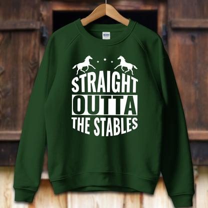 Unisex Shirt Adult Sweatshirt / S / Forest Green Straight Outta The Stables Shirt