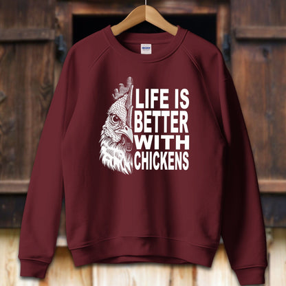 Unisex Shirt Adult Sweatshirt / S / Maroon Life Is Better With Chickens Shirt