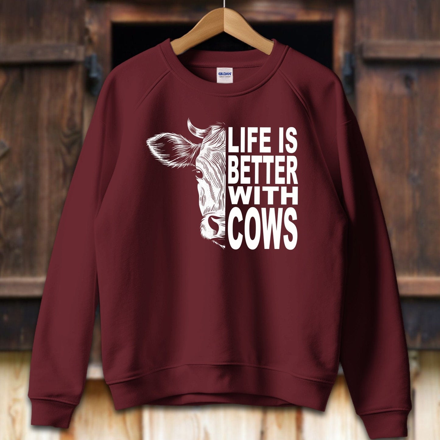 Unisex Shirt Adult Sweatshirt / S / Maroon Life Is Better With Cows Shirt