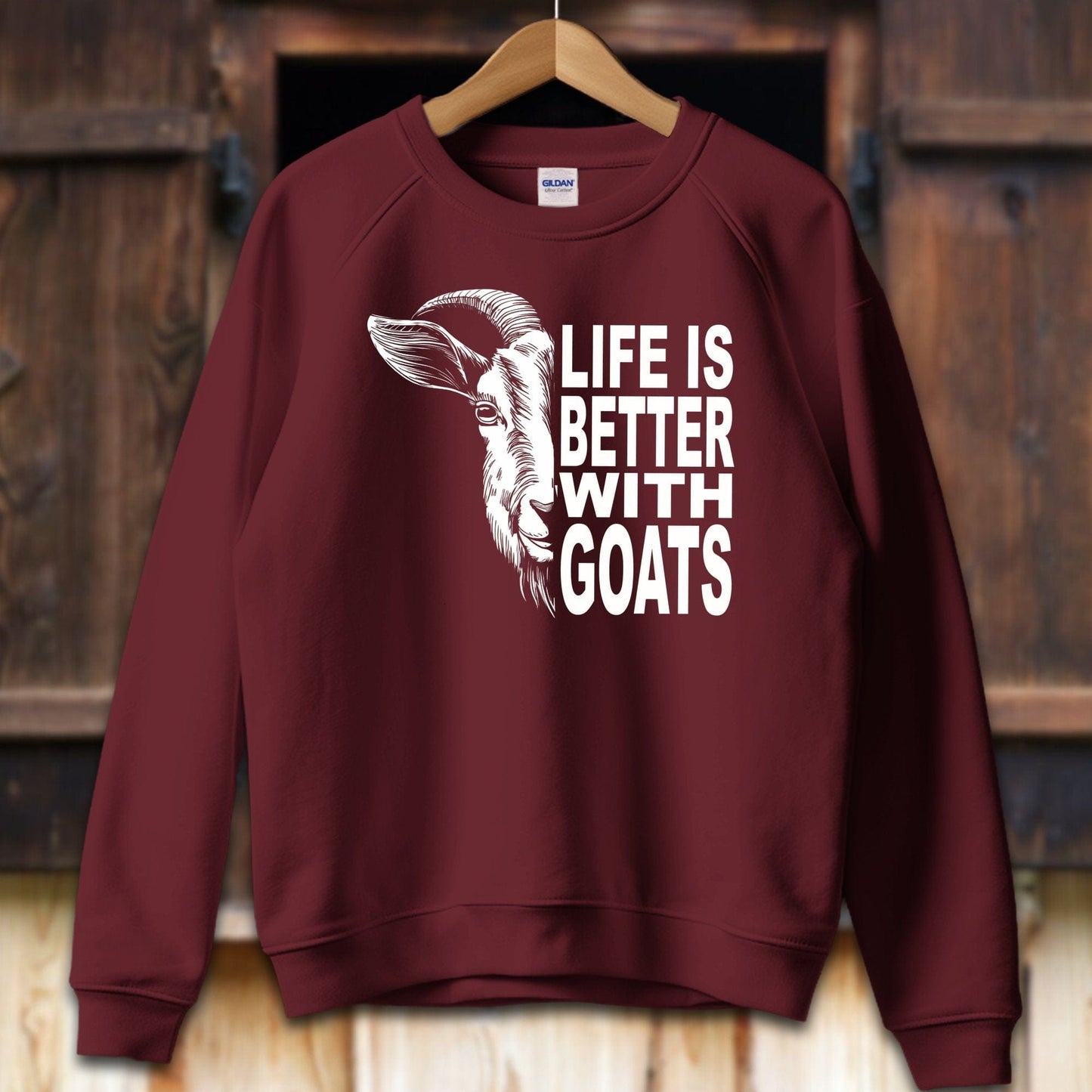 Unisex Shirt Adult Sweatshirt / S / Maroon Life Is Better With Goats Shirt