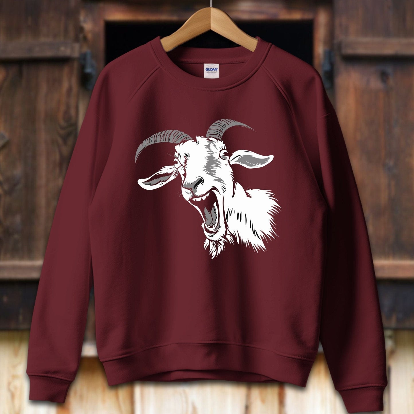 Unisex Shirt Adult Sweatshirt / S / Maroon Screaming Goat Shirt