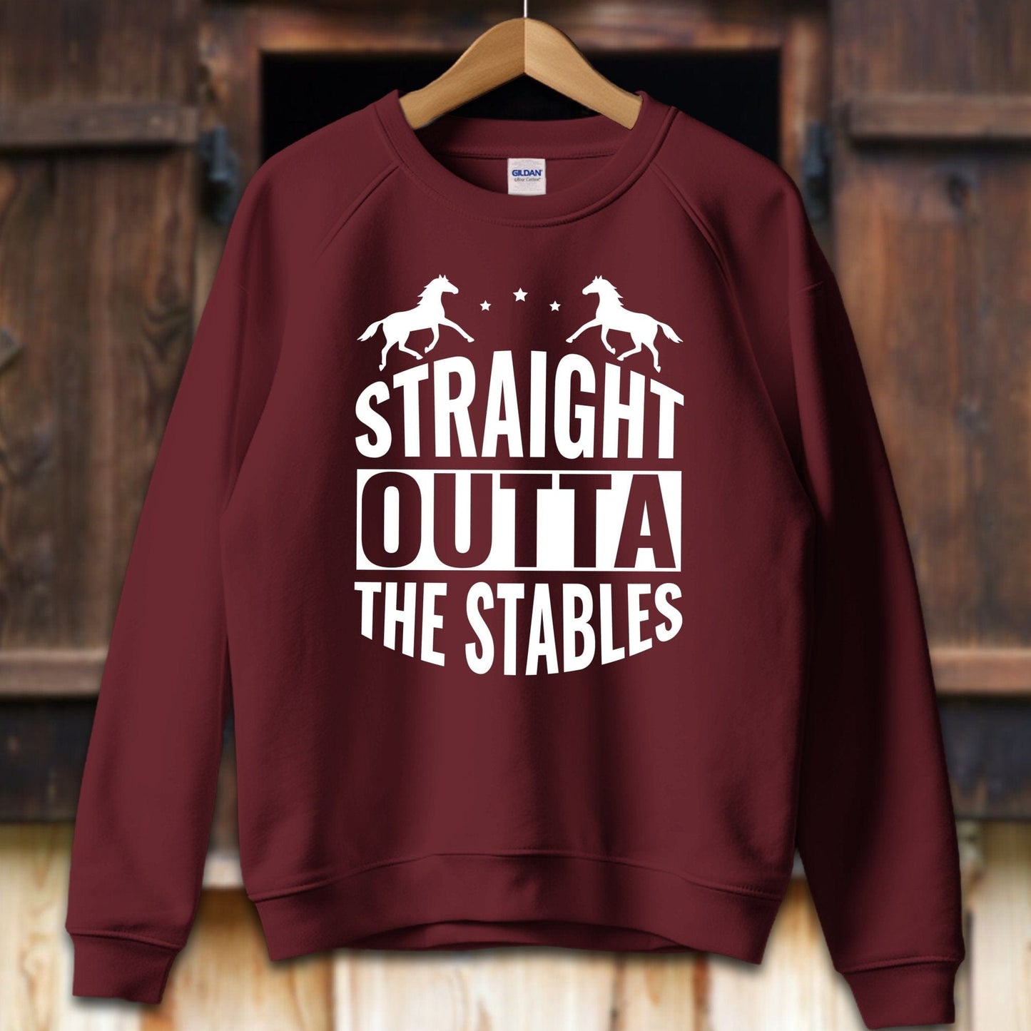 Unisex Shirt Adult Sweatshirt / S / Maroon Straight Outta The Stables Shirt