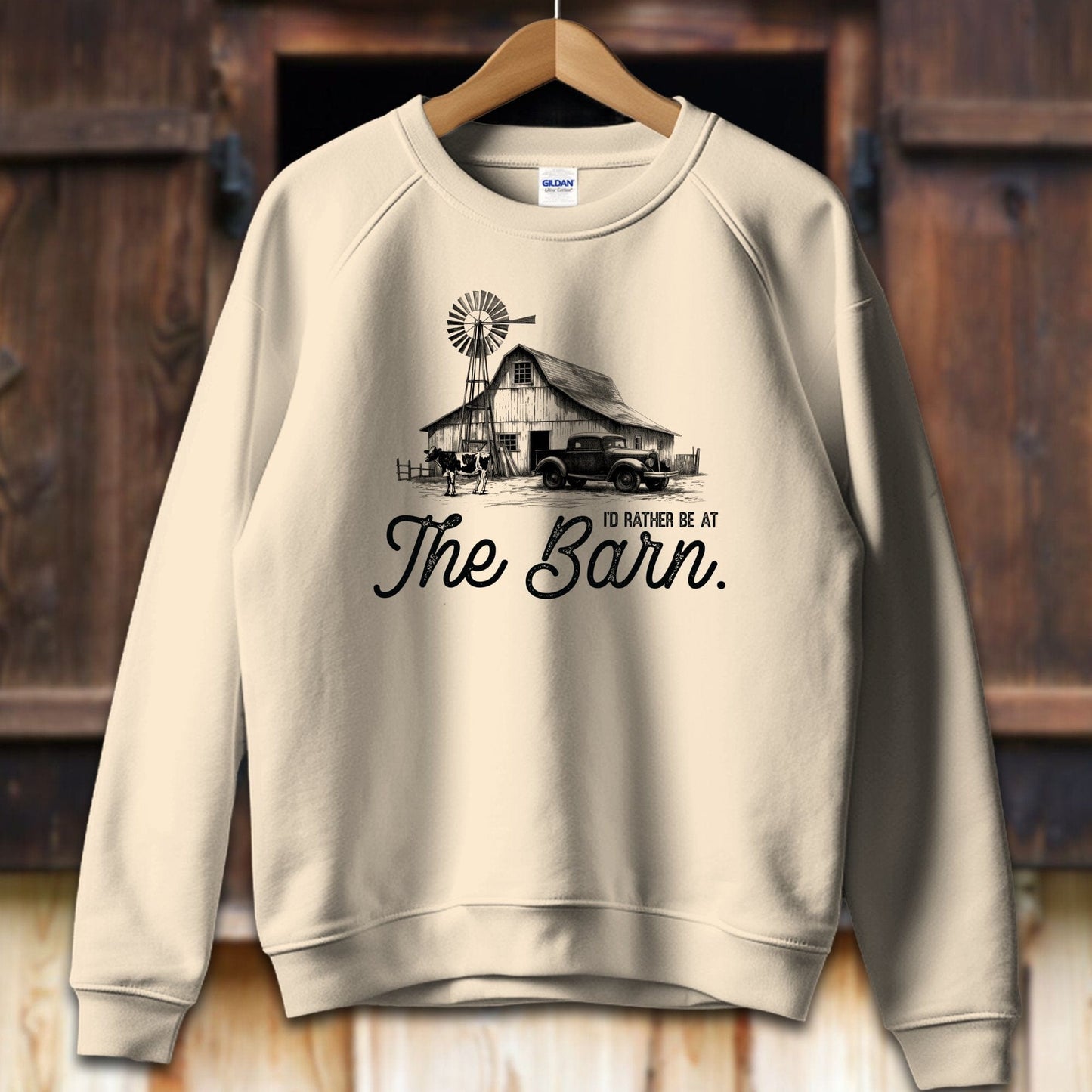 Unisex Shirt Adult Sweatshirt / S / Sand I'd Rather Be At The Barn Shirt