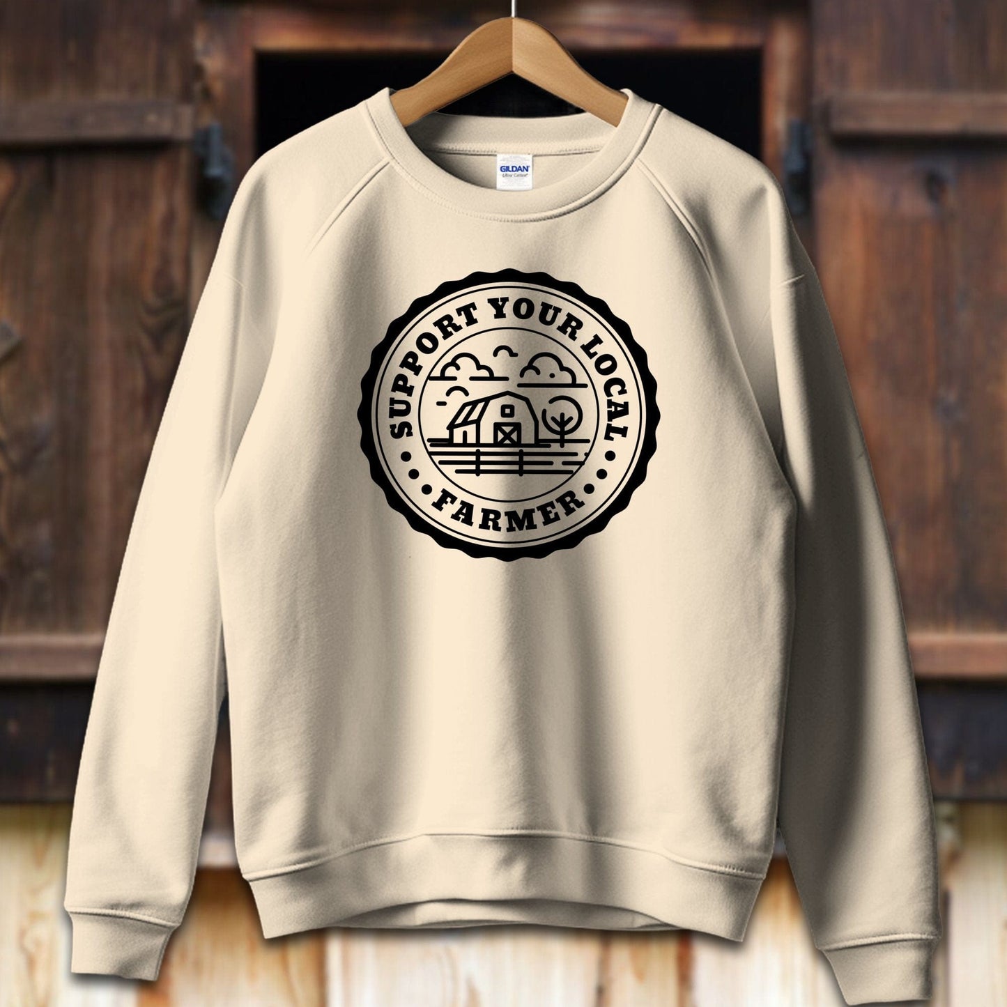 Unisex Shirt Adult Sweatshirt / S / Sand Support Your Local Farmer Shirt