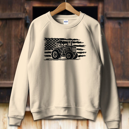 Unisex Shirt Adult Sweatshirt / S / Sand Vintage American Flag Tractor Shirt