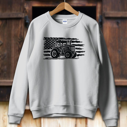 Unisex Shirt Adult Sweatshirt / S / Sport Grey Vintage American Flag Tractor Shirt