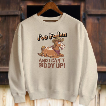 Unisex Shirt Adult Sweatshirt / Sand / S I Can't Giddy Up Horse Shirt