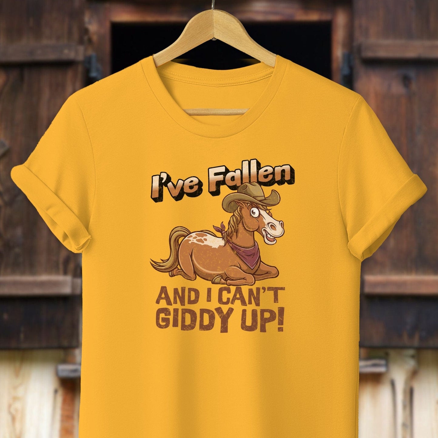 Unisex Shirt Adult T-Shirt / Gold / XS I Can't Giddy Up Horse Shirt