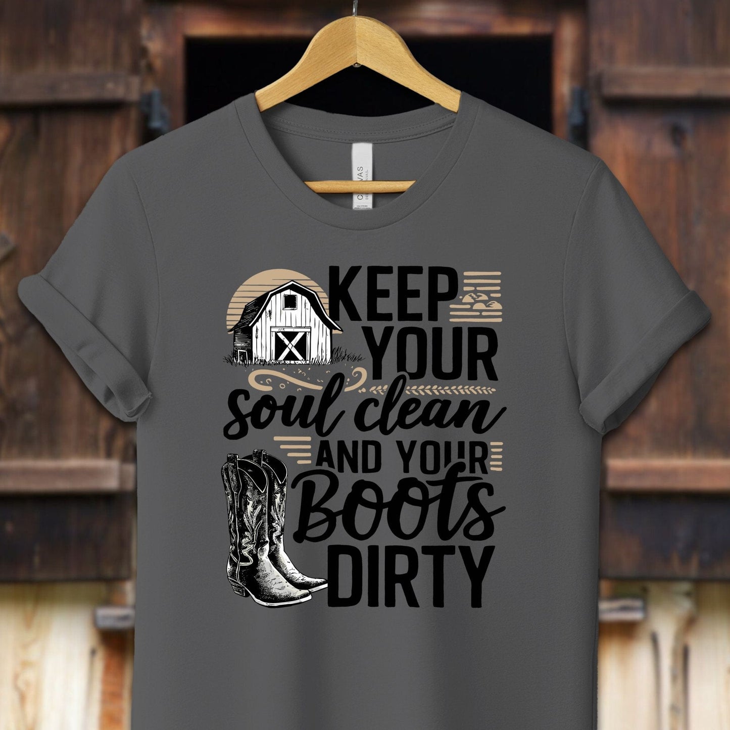 Unisex Shirt Adult T-Shirt / XS / Asphalt Clean Soul and Dirty Boots Shirt