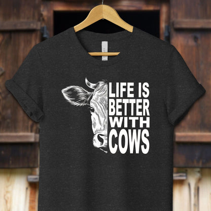 Unisex Shirt Adult T-Shirt / XS / Black Heather Life Is Better With Cows Shirt