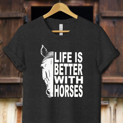 Unisex Shirt Adult T-Shirt / XS / Black Heather Life Is Better With Horses Shirt