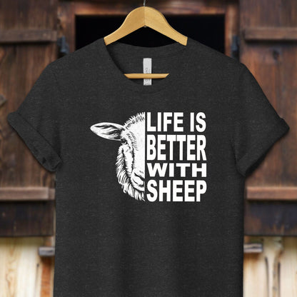 Unisex Shirt Adult T-Shirt / XS / Black Heather Life Is Better With Sheep Shirt