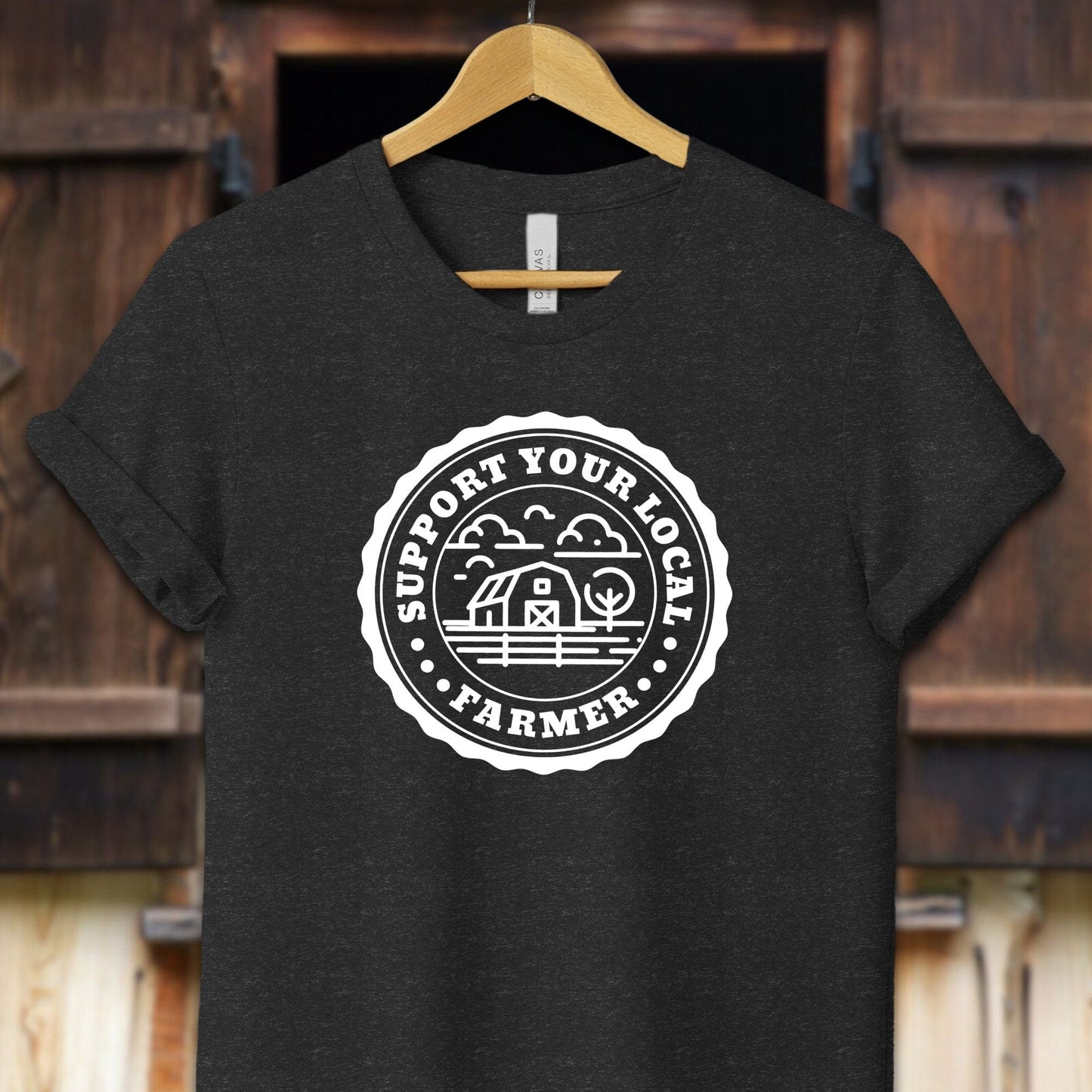 Unisex Shirt Adult T-Shirt / XS / Black Heather Support Your Local Farmer Shirt