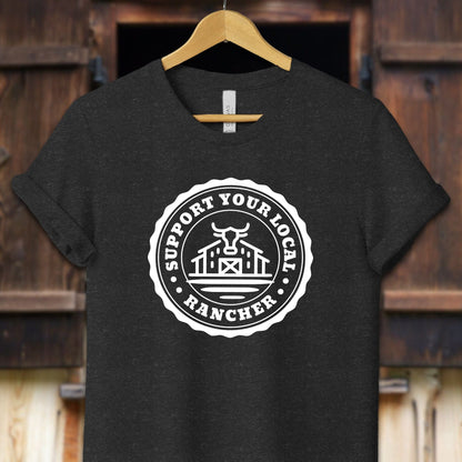 Unisex Shirt Adult T-Shirt / XS / Black Heather Support Your Local Rancher Shirt