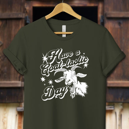 Unisex Shirt Adult T-Shirt / XS / Dark Olive Have a Goat-tastic Day Shirt