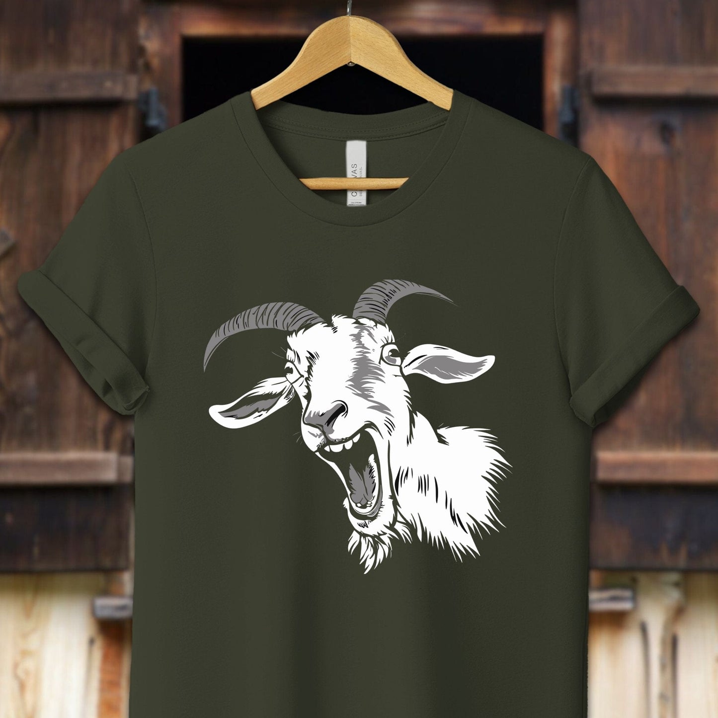 Unisex Shirt Adult T-Shirt / XS / Dark Olive Screaming Goat Shirt