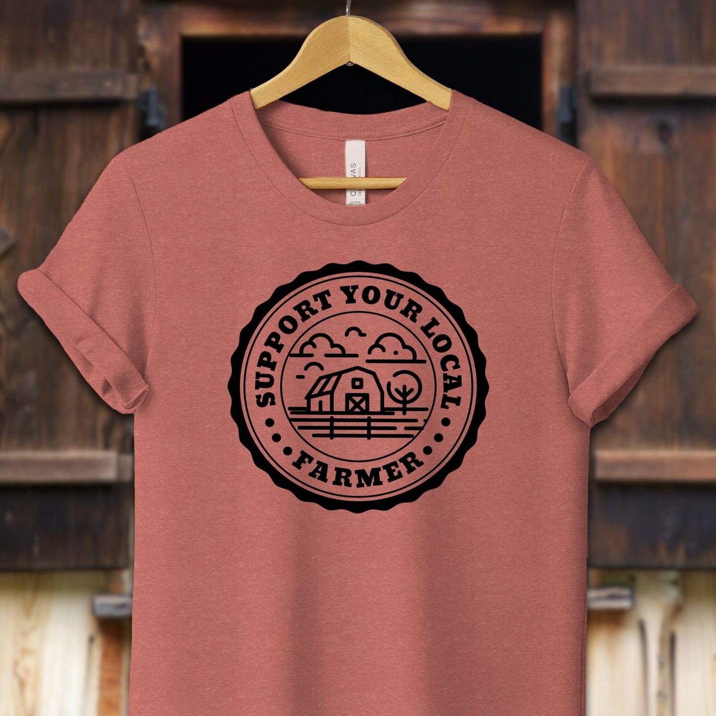 Unisex Shirt Adult T-Shirt / XS / Heather Clay Support Your Local Farmer Shirt