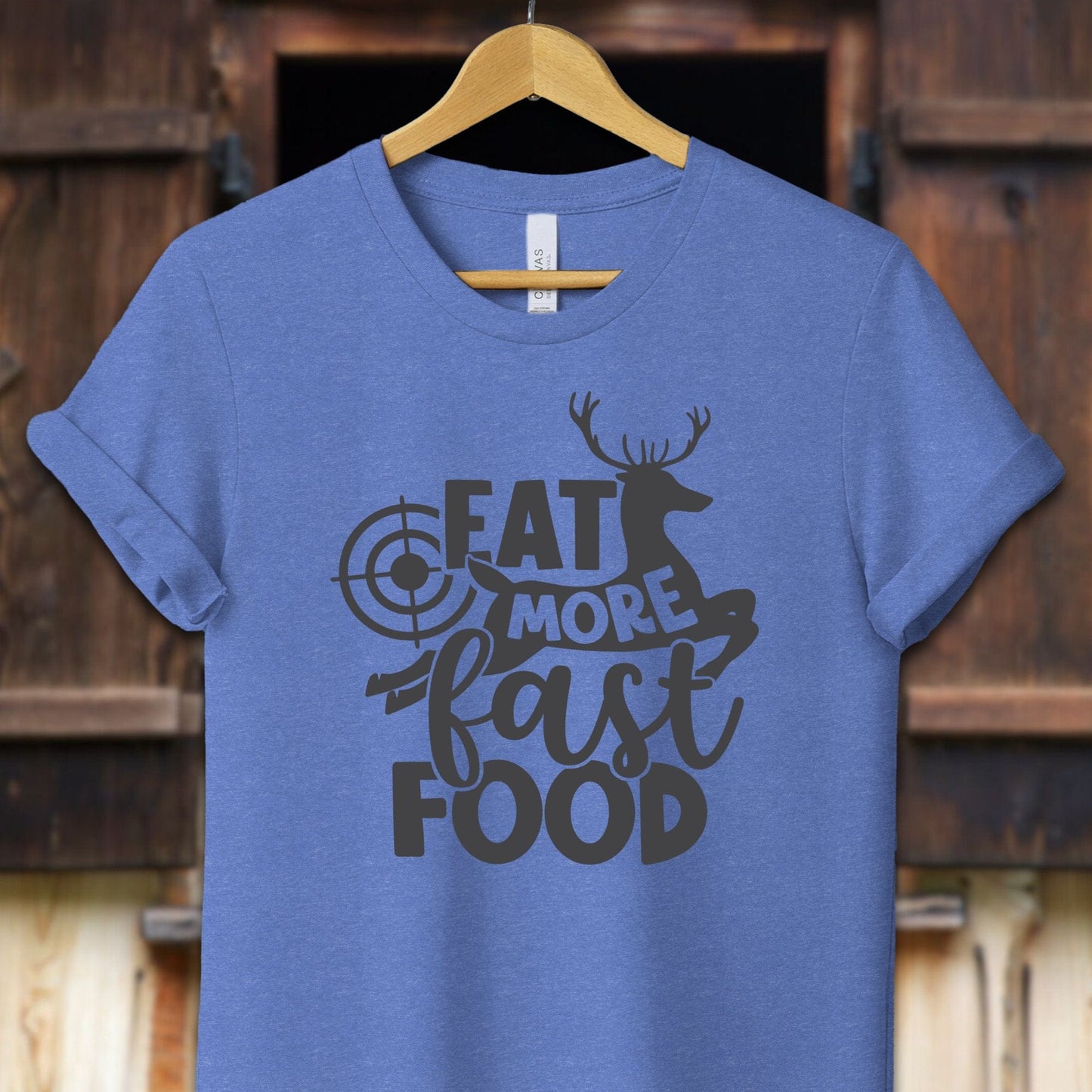 Unisex Shirt Adult T-Shirt / XS / Heather Columbia Blue Eat More Fast Food Shirt