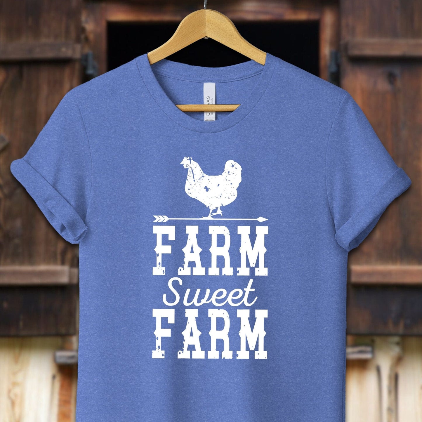 Unisex Shirt Adult T-Shirt / XS / Heather Columbia Blue Farm Sweet Farm Shirt