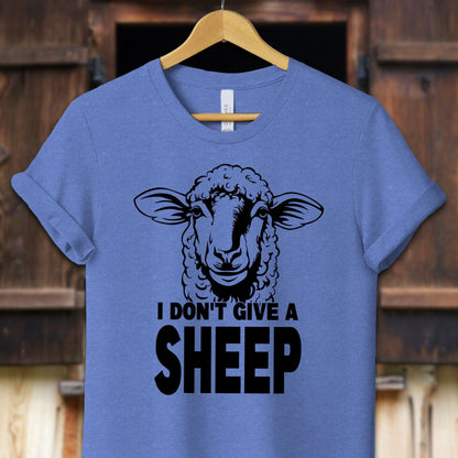 Unisex Shirt Adult T-Shirt / XS / Heather Columbia Blue I Don't Give A Sheep Shirt