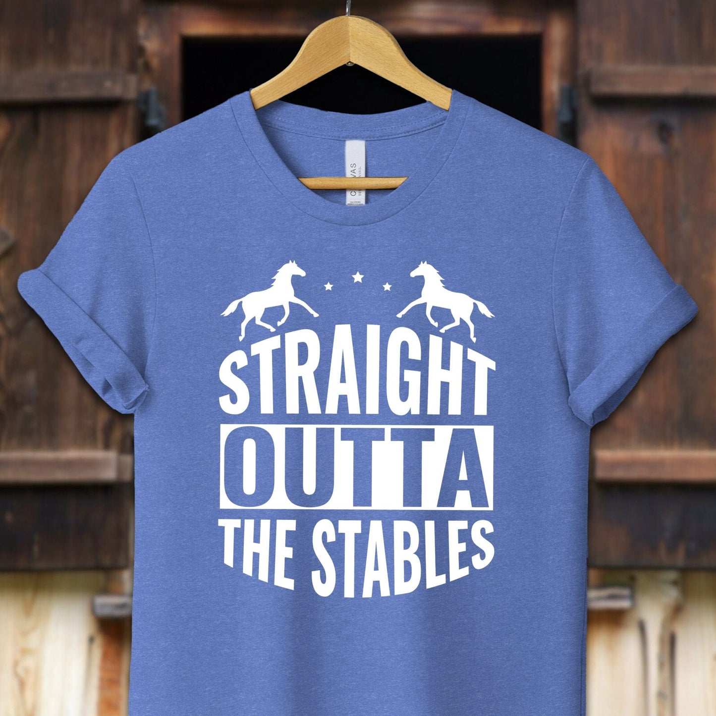 Unisex Shirt Adult T-Shirt / XS / Heather Columbia Blue Straight Outta The Stables Shirt