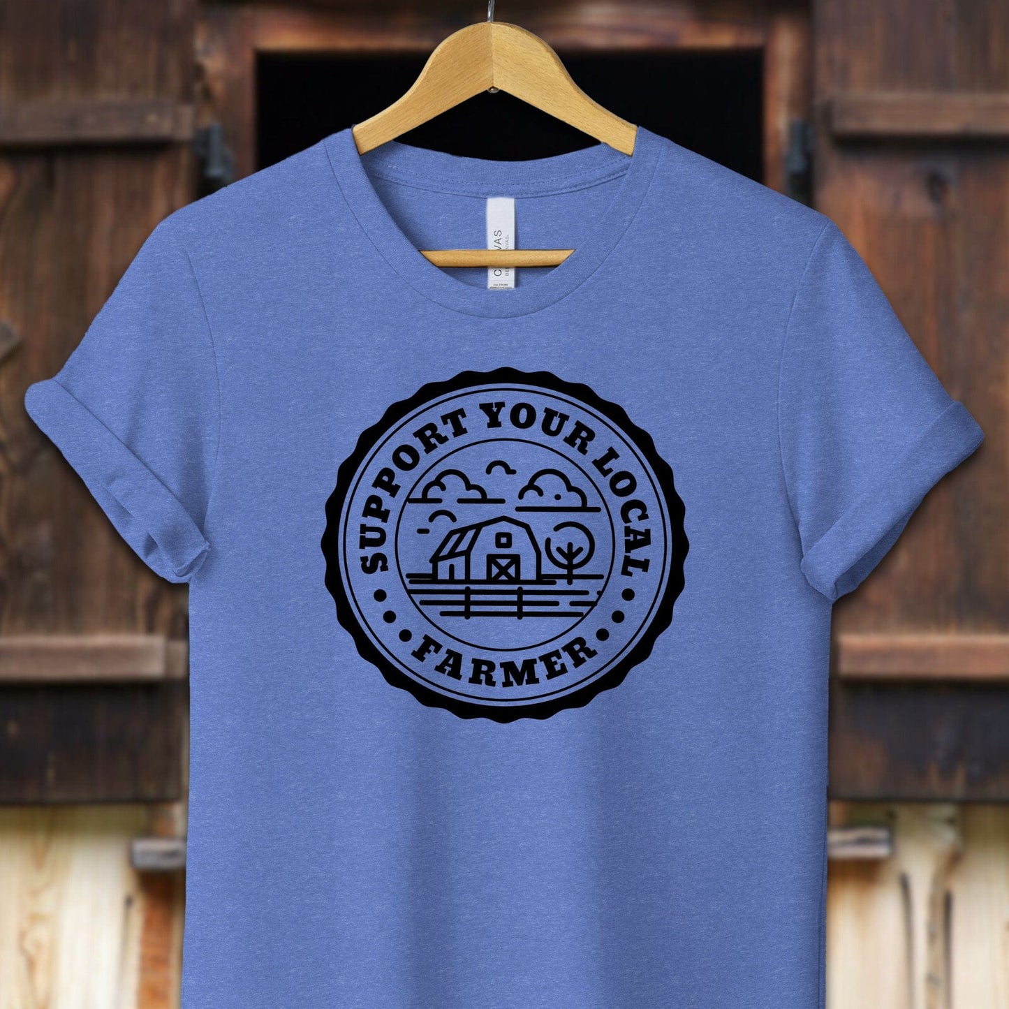 Unisex Shirt Adult T-Shirt / XS / Heather Columbia Blue Support Your Local Farmer Shirt